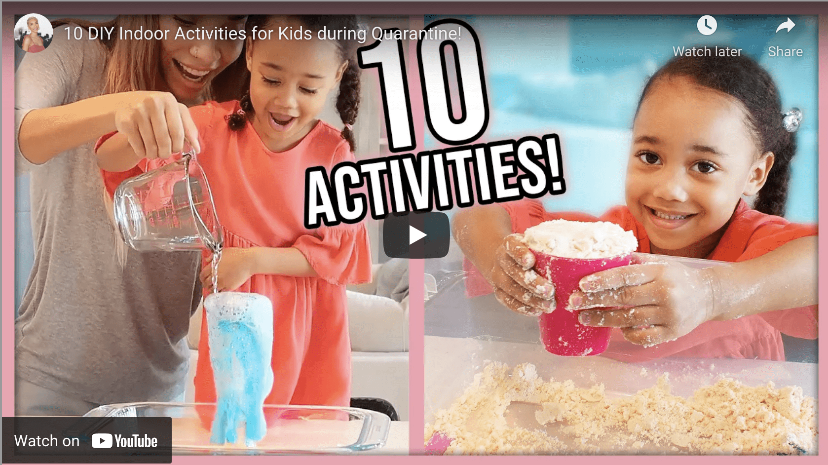 Screen shot of the YouTube video on indoor activities for children ages 2 to 5.